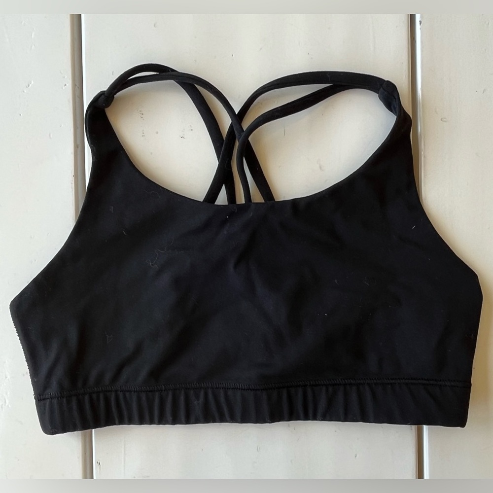Black stringy sports bra